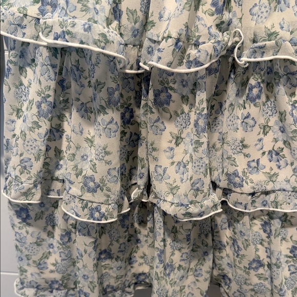 Ultra Flirt Light Blue Floral Tiered Mini Dress - Picture 5 of 6